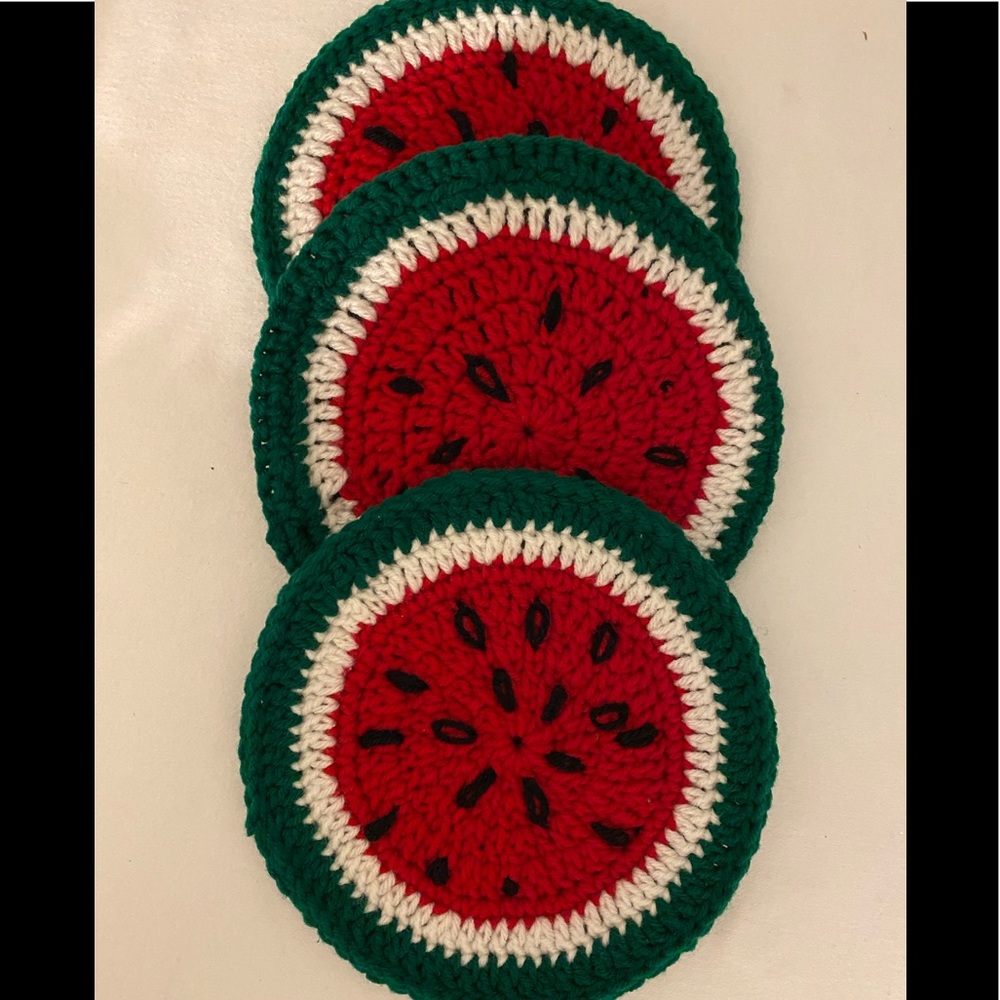 Watermelon Crocheted Pot Holders ~set of 3 🍉